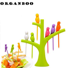 6PCS/Set Colorful Tableware Tree Birds Rainbow Plastic Fruit Forks Set Party Dessert Cake Fruit Picks Forks Kitchen Accessories 2024 - buy cheap