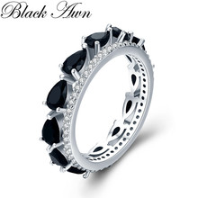 Anéis de noivado clássicos para mulheres g026, 2020g, prata esterlina 3.1, joia elegante, com linha de bagete, preto, fio de espinha para noivado, 925 2024 - compre barato