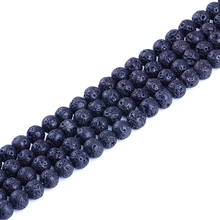 Wholesale Natural Stone Beads Black Volcanic Lava Round Stone Beads For DIY Jewelry Making Bracelets Necklaces 4/6/8/10/12mm 15" 2024 - buy cheap