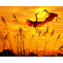 Painting By Numbers DIY Dropshipping 50x65 60x75cm Sunset Crane Lovers Scenery Handmade For Living Room Wall Decor Oil Painting 2024 - buy cheap