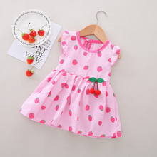 Toddler Baby Kids Girls Princess Dress Casual Clothes Fly Sleeve Fruit Strawberry Print Summer Baby Girl Clothes Princess Dress 2024 - buy cheap