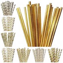 25pcs/lot Foil Gold/Silver Paper Straws For Birthday Party Decorations Kids & Wedding Decoration Party Supplies Creative Straws 2024 - buy cheap