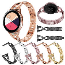 Pulseira de luxo de aço inoxidável de 20mm, pulseira inteligente para samsung galaxy watch active 40mm/galaxy watch 42mm, pulseira de metal, cristal 2024 - compre barato