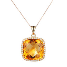 Natural Citrine Pendant Necklace 925 Sterling silver Woman Fine Elegant Crystal Gem Jewelry Square Birthstone Luxury Girl Gift 2024 - buy cheap
