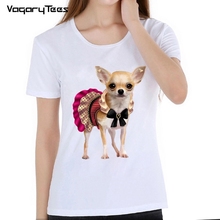 T-shirts para mulheres chihuahua lovers impressão camiseta engraçado design de cão adorável menina t-shirts 2024 - compre barato