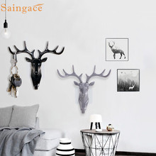 Saingace Hanger Rack Deer head Self Adhesive Door Wall Hook Hanger Bag Keys Sticky Holder perchero crochet 2020 new dropshipping 2024 - buy cheap