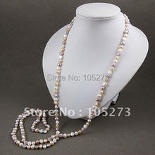 Long pearl necklace 48inchs 7-8mm white pink purple color Genuine freshwater pearl 3PCS/LOT HOT SALE free shipping A2126 2024 - buy cheap