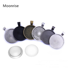 6pcs 25mm Silver Pendant Trays Round Cameo Bezel Cabochon Base Setting Charms Pendant 2024 - buy cheap