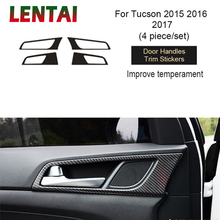 LENTAI-cubierta de marco de puerta Interior de fibra de carbono para coche Hyundai Tucson 2015 2016 2017, accesorios 2024 - compra barato