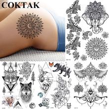 Tatuajes temporales de flores de Mandala para mujer, tatuajes temporales bohemios negros de mariposa falsa, tatuajes florales de Henna, tatuajes de encaje de la India para niñas 2024 - compra barato