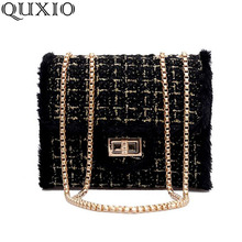 Pure bag female 2018 autumn and winter new youth fashion woolen edge women's shoulder bag wild Messenger chain bagtote bag CZ146 2024 - buy cheap