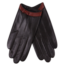 Кожаные перчатки женские Осень Зима Тонкий стиль для вождения ветрозащитные сохраняющие тепло натуральная кожа овчина женские перчатки L18015PN-9 2024 - купить недорого