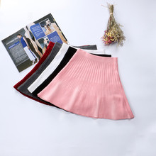 Autumn Winter Women Knitted Skirt Solid Elastic High Waist Short Skirts Sweater Umbrella Skirts Ladies Mini Pleated Skirt AB1087 2024 - buy cheap