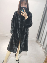 Women natural mink fur coat female long section mink fur overcoat winter stand collar outerwear slim 2024 - buy cheap