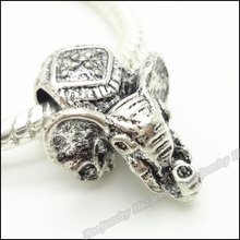 Vintage 40 pcs de prata tibetano elefante esculpidas liga Beads charme serve pulseira europeia descobertas jóias 4.5 mm hole dia 2024 - compre barato