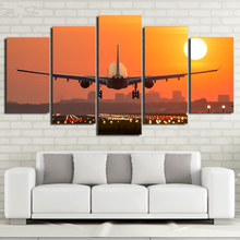 Картины HD с рамкой, Декор для дома, самолёт, закат, Модульная картина, настенный постер для комнаты, 5 шт. 2024 - купить недорого