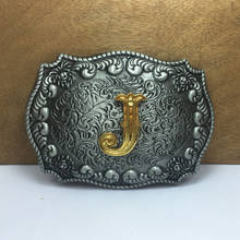 Western letter J belt buckle with pewter and gold finish FP-03687-J suitable for 4cm wideth belt with continous stock 2024 - buy cheap