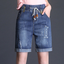 Jbersee Elastic Waist Denim Ripped Shorts Women Fashion Casual Women Summer Biker Shorts Jeans Streetwear Short Pants Women 2024 - buy cheap