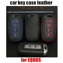 Only Red high quality Hand sewing DIY car styling Car key cover car key case Genuine leather fit for HYUNDAI EQUUS 2024 - buy cheap