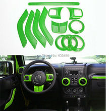 Frete grátis 3 cores 12 imagens molduras interiores conjunto completo decoração kit guarnição para jeep wrangler cab 4 portas 2011 - 2015 2024 - compre barato