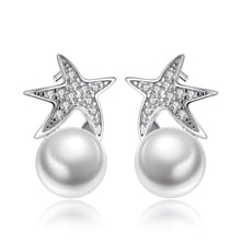 Cristal Zirconia estrella de mar imitación de colgante de perla pendiente del perno prisionero moda fiesta boda fiesta joyería regalo para las mujeres brincos 2024 - compra barato
