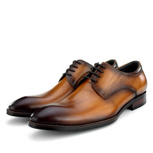 Zapatos de vestir de negocios para hombre, calzado de piel auténtica, para boda, color marrón/Negro/tostado 2024 - compra barato