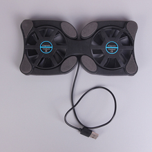 Mini ventilador usb com 2 portas, almofada de resfriamento para laptop e notebook, cooler dobrável, cor preta 2024 - compre barato