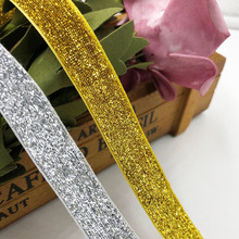 10y 5/8'' Gold and silver Color Metallic Glitter ribbon Wedding Party Supply Decoration DIY Crafts 2024 - buy cheap