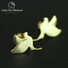 Lotus Fun Moment Plata de Ley 925 auténtica-pendientes de tuerca para mujer, joyería creativa Natural, Vintage, Paloma 2024 - compra barato