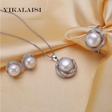 YIKALAISI  2017 natural freshwater pearl  Pendant Necklace/Earrings jewelry  set for women 925 sterling silver jewelry wedding 2024 - buy cheap