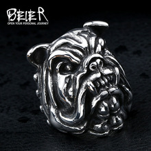 Beier new store 316L Stainless Steel ring top quality Pit Bull Bulldog Dog Rings Men Personality  Animal Jewelry LLBR8-366R 2024 - buy cheap