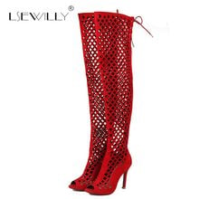 Lsewilly Sexy Gladiator Sandals Thin High Heel Women Peep Toe Hollow Out Summer Over the knee Long Boots Stiletto Size 46 S371 2024 - buy cheap