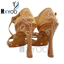 HXYOO Sexy Latin Dance Shoes Women Black Brown Customize Color Heels Diamond zapatos de baile latino mujer WK020 2024 - buy cheap
