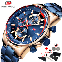 Watches Men 2018 Top Brand Luxury MINI FOCUS Stainless Steel Chronograph Wrist Watch Mens Military Clock men WristWatch Man 2019 2024 - buy cheap