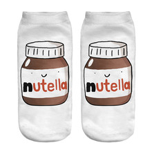 Calcetines cortos con estampado 3D de nutella para mujer, medias coreanas bonitas con dibujos animados, color blanco 2024 - compra barato