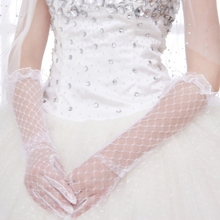 Женские кружевные свадебные длинные перчатки длиной до локтя, свадебные аксессуары белого и бежевого цвета, свадебные перчатки для невесты 2024 - купить недорого