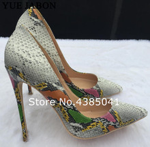 Top Quality Mixed Color Snake Printing Women High Heels 2021 NEW Fashion Party Wedding Sexy Women Shoes Size 43 Real pictures 2024 - buy cheap