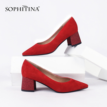 SOPHITINA Sexy Pointed Toe Pumps Fashion Special Hoof Heels High Quality Kid Suede Women's Shoes New Shallow Casual Pumps SC248 2024 - buy cheap