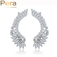 Pera New Fashion Punk Ethnic Cubic Zirconia Luxury Big Ear Cuff Earrings Angel Wings Design Jewelry For Women E069 2024 - buy cheap
