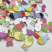 New 25/50/100pcs Fish Wood Buttons 25x13mm 2 Holes Sewing Craft Mix Lots WB225 2024 - buy cheap