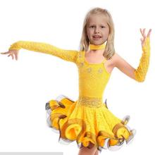 Unequal Lace Girls Latin Dance Dress Children Fancy Dress Kids Ballroom Dance Wear Salsa Tango Rumba Samba Costume 2024 - buy cheap