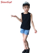 Seartist Unisex niños camiseta sin mangas liso negro gris camiseta Bebes verano Tops bebé Niños Niñas Ropa 2019 nuevo 35 2024 - compra barato