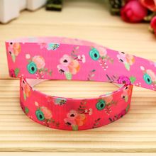 7/8'' Free shipping flowers printed grosgrain ribbon hair bow headwear party decoration wholesale OEM 22mm H5181 2024 - buy cheap