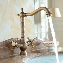 Antique Brass Basin Faucet Bathroom Vanity Sink Faucet Dual Holder Single Hole Lavatory Mixer Tap KD743 2024 - buy cheap