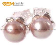 Round Pearl Earrings Stainless Steel Flower Stud Earrings 6-7mm Cultured Pearl Beads Fashion Jewelry Christmas Present 1 Pair 2024 - buy cheap