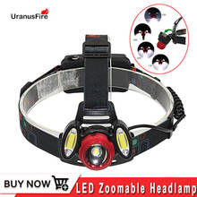 LED Headlamp Zoomable 1800LM T6 COB Head Flashlight Torch Sensor Rechargeable Head Light Forehead Lamp Head Fishing Headlight 2024 - buy cheap