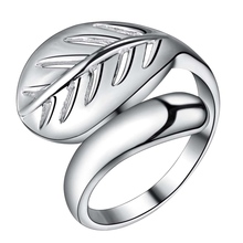 Bonito design planta folhas de prata cor dedo anel tamanho 6 #7 #8 #9 # moda jóias bonito estilo de rua qualidade superior 2024 - compre barato