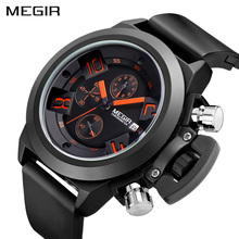 MEGIR-reloj deportivo de cuarzo para hombre, de marca de lujo, esfera grande de silicona negra, relojes para hombre, hora Erkek Kol Saati Montre Homme 2024 - compra barato