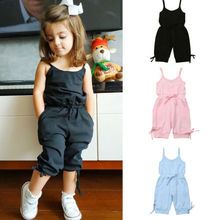 fashion Baby Girl Pure Color Sleeveless Loose Casual Bow Romper  Jumpsuit Outfit Summer Clothes 2024 - buy cheap