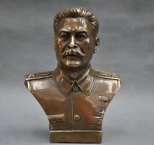 Copper Brass CHINESE crafts Asian 6" Elaborate Russian Leader Joseph Stalin Bust Bronze Statue sculpture 2024 - buy cheap